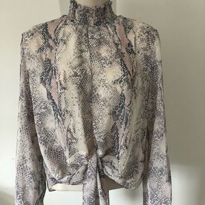 Snake skin print sheer top